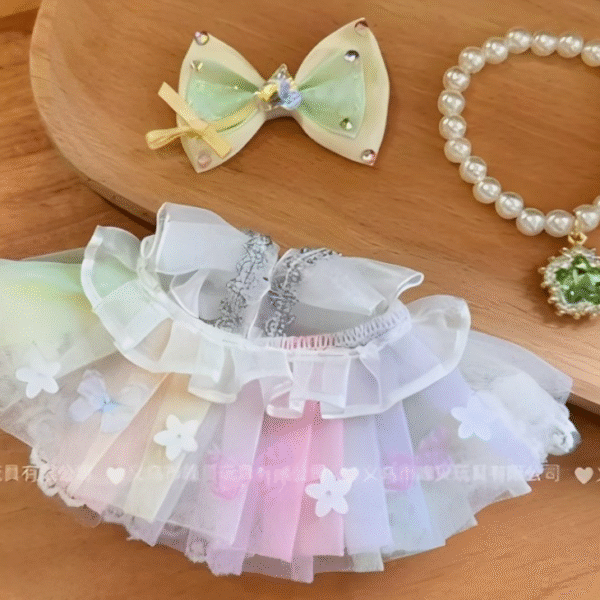 Rainbow Princess dress Set (Bow + Dress + Necklace)